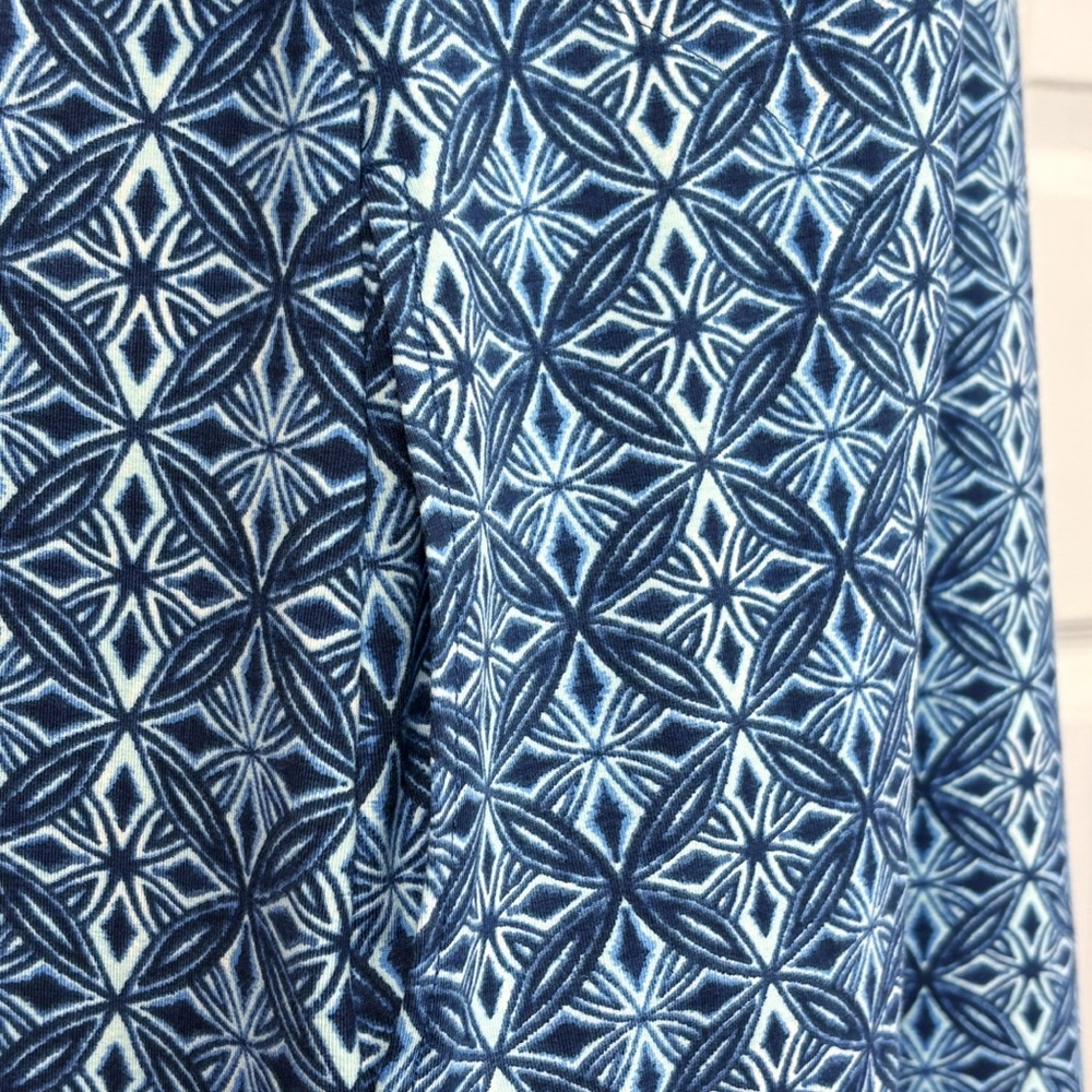 Hang Ten Blue Print Stretch Knit Elbow Sleeve Shift Sun Dress Medium - Picture 9 of 16